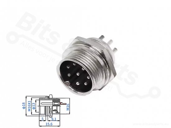 Signaalconnector Aviation GX16  8 pins male/female